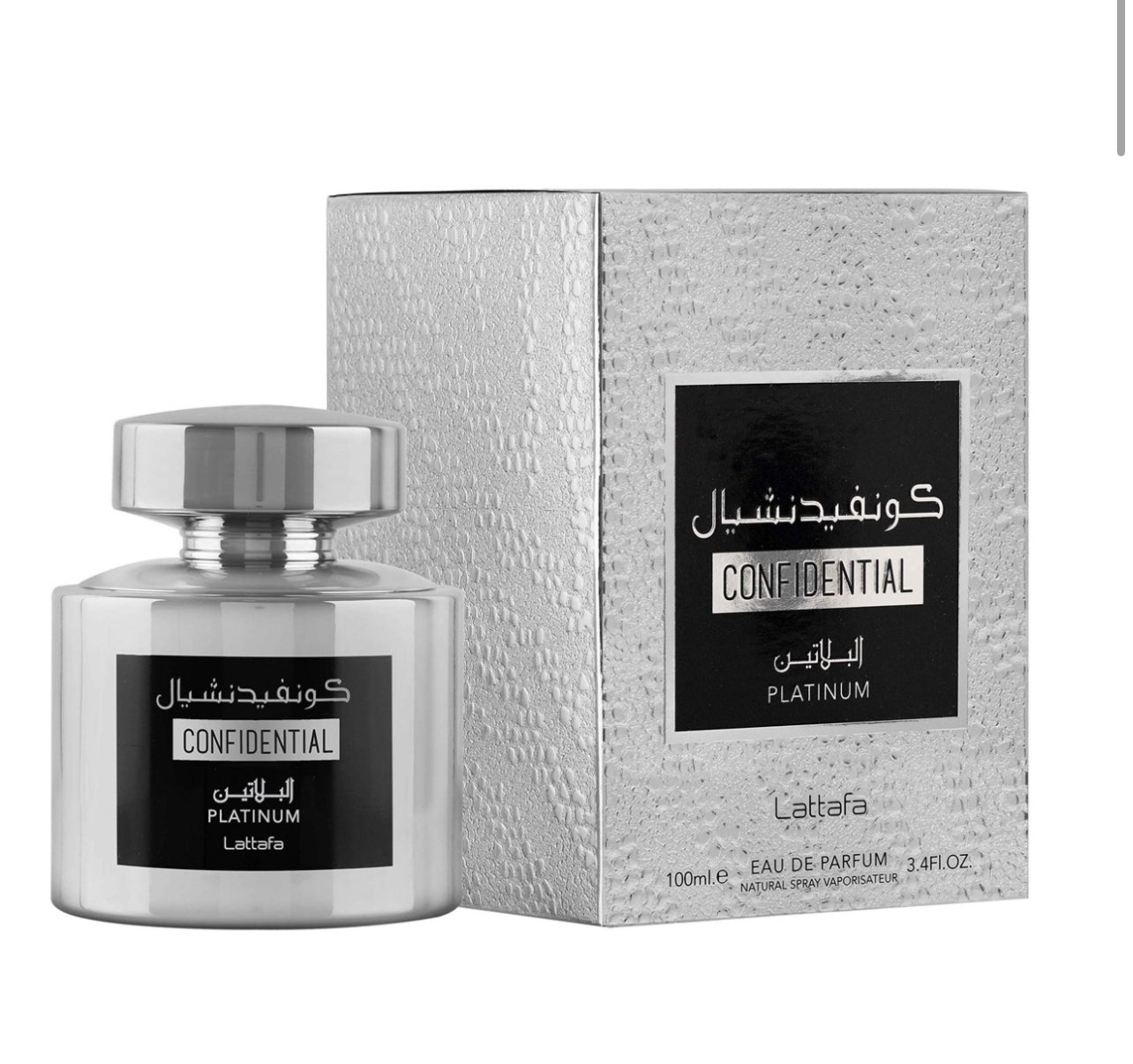 LATTAFA CONFIDENTIAL PLATINUM EAU DE PARFUM  3.4 OZ