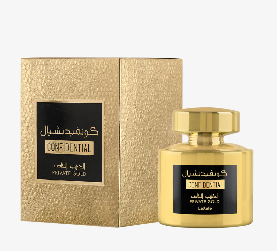 LATTAFA CONFIDENTIAL PRIVATE GOLD EAU DE PARFUM  3.4 OZ
